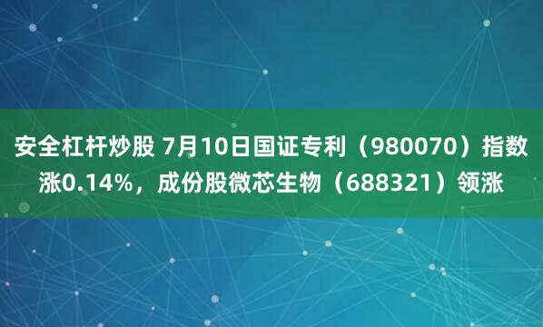 安全杠杆炒股 7月10日国证专利（980070）指数涨0.14%，成份股微芯生物（688321）领涨